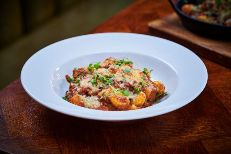 The new Redefine Ragu alla Bologenese made with 3D printed meat is now available at Marco Pierre White restaurants across the UK. Image credit: Redefine Meat