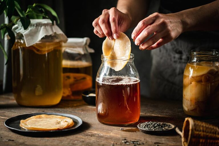 There are increasing numbers of kombucha drinks available to buy, but it can be a lot of fun to make your own. Photo © alvarez via Getty Images