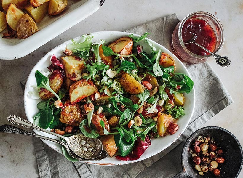 Roast Potatoes with Seasonal Salad & Cranberry Sauce