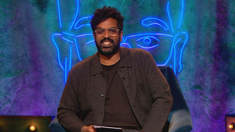 Comedian Romesh Ranganathan hosting a panel show