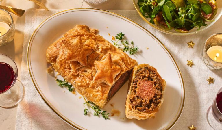 Sainsbury's No Beef Wellington is a meat-free twist on the classic British main that is every bit as flavoursome as the original. Photo © Sainsbury's