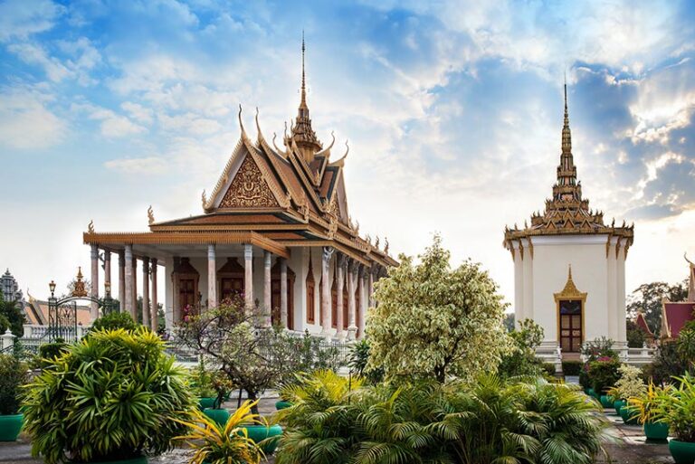 The Royal Palace is the official residence of King Sihamoni, but the adjacent Silver Pagoda (pictured above) is open to visitors. Photo © Pipop_Boosarakumwadi via Getty Images