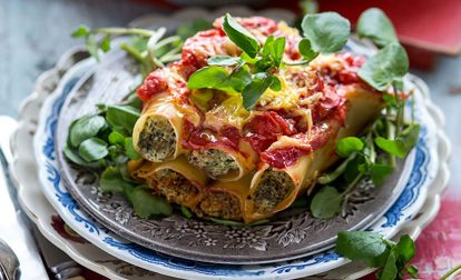 smoked tofu and watercress cannelloni