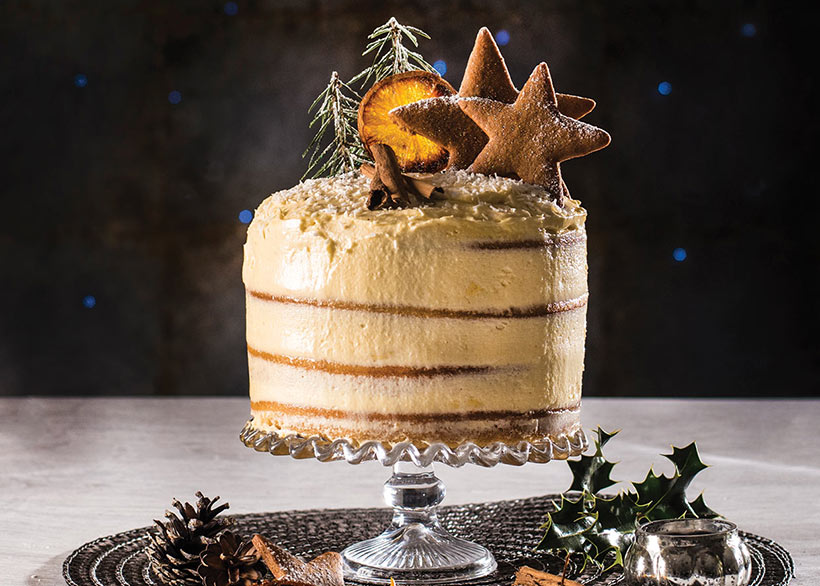 Spiced orange gingerbread vegan christmas cake