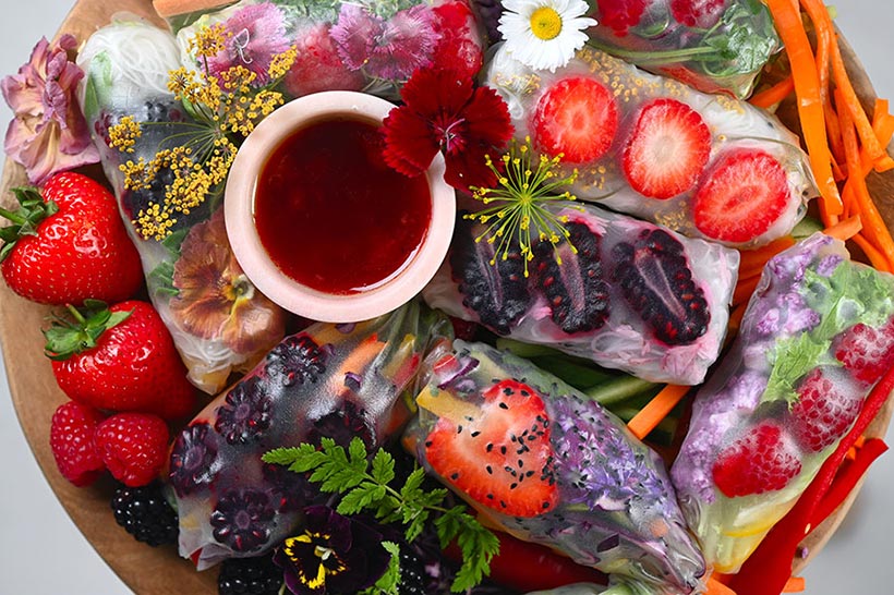 Summer Rice Paper Rolls with Berries