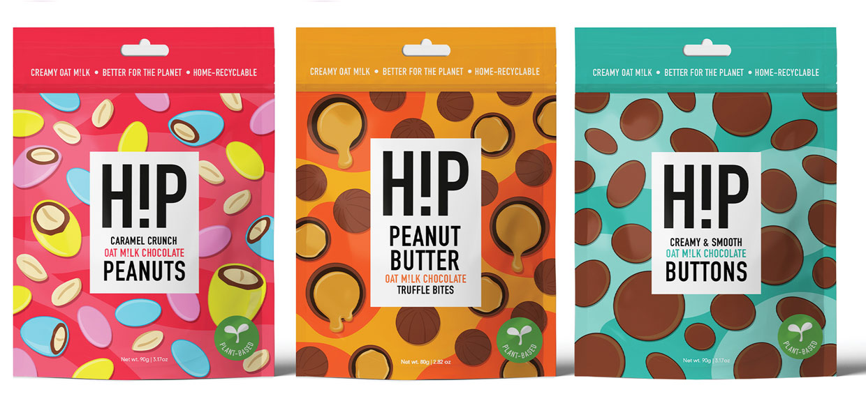 H!P vegan chocolate brand launches share pouches in three new flavours