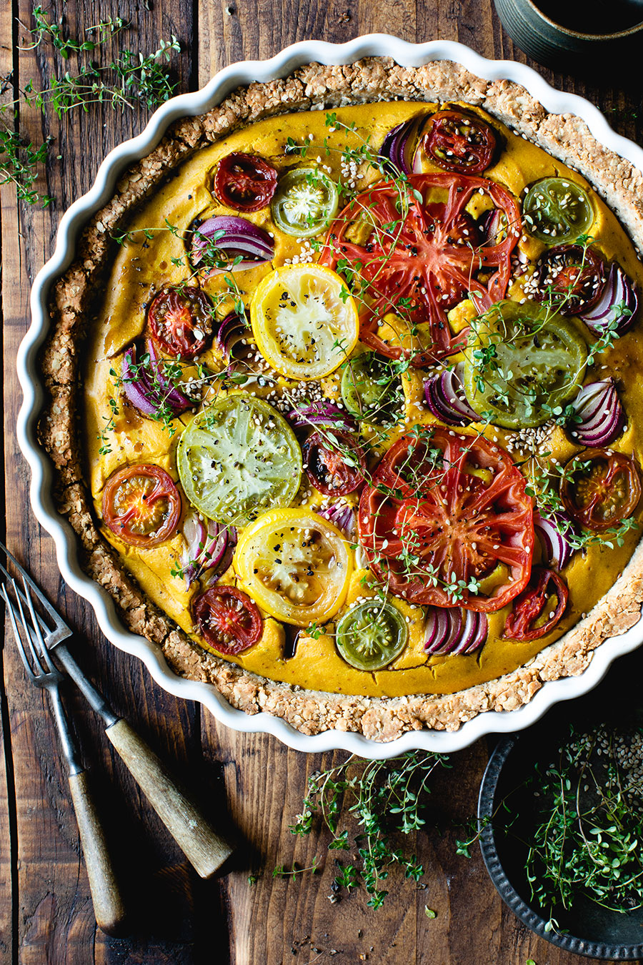 Turmeric, Tomato and Red Onion Quiche