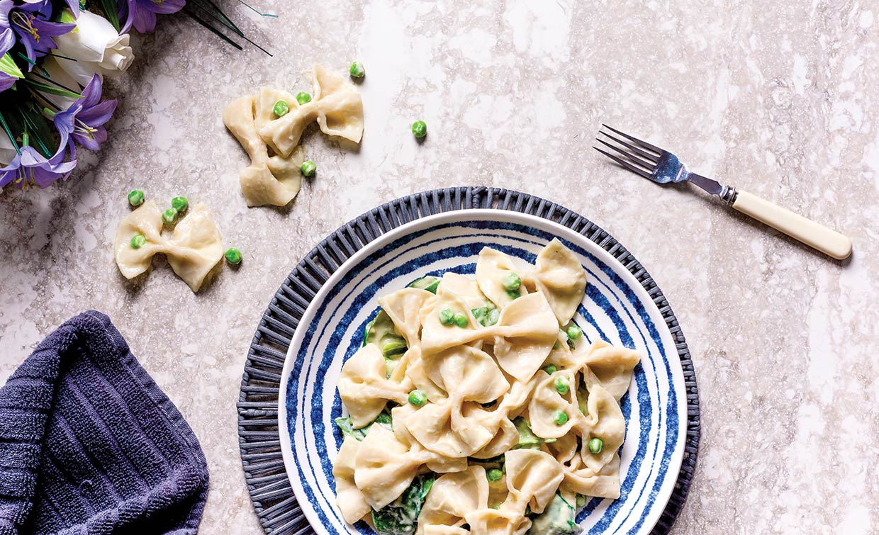 Vegan Alfredo with Homemade Strichetti Pasta