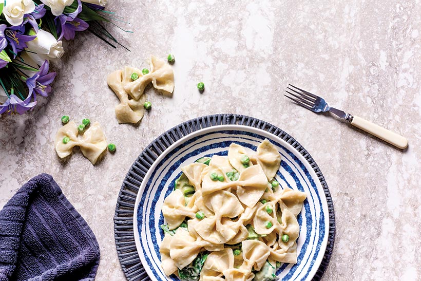 Vegan Alfredo with Homemade Strichetti Pasta