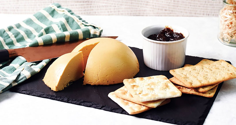 Vegan Vitamin B12 Cheese served with crackers and pickle