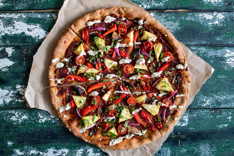 Vegan BBQ Hawaiian Pizza