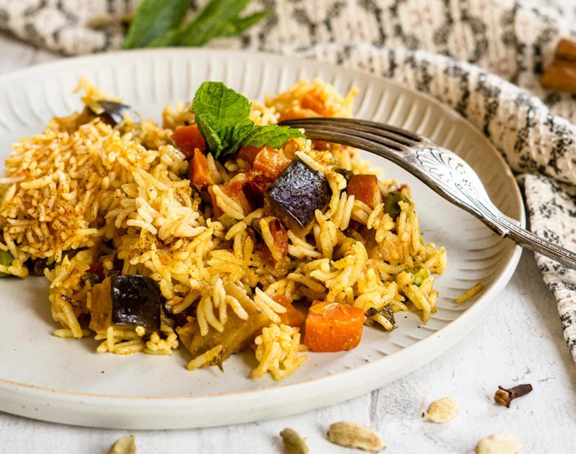 Quick & Easy Vegan Biryani with Aubergine