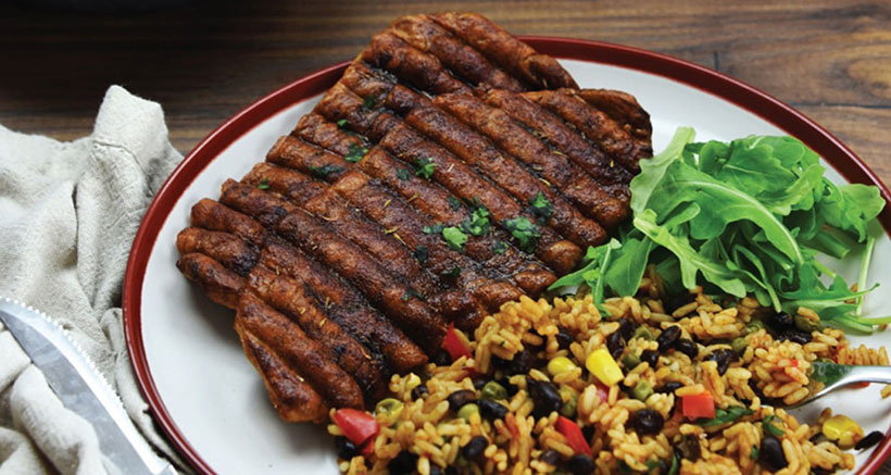 Vegan Cajun Seitan Steaks with Rice 