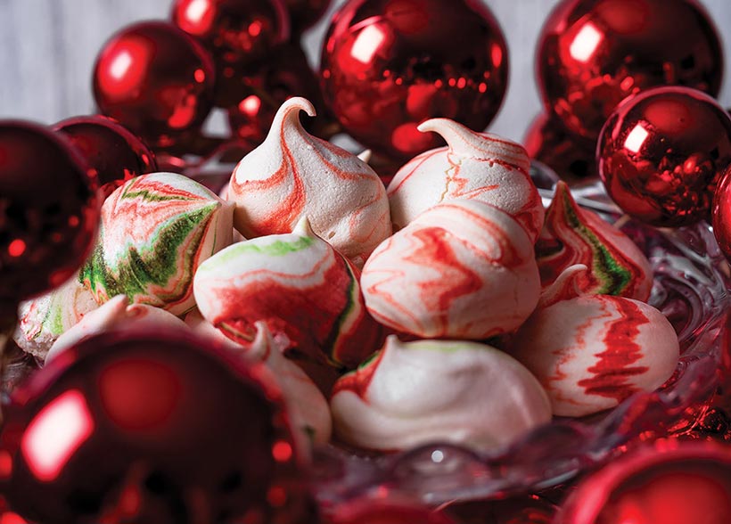 Candy Cane Meringue Kisses - vegan Christmas recipes