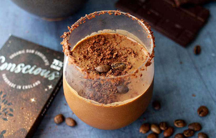 creamy chocolate espresso martini cocktail in glass