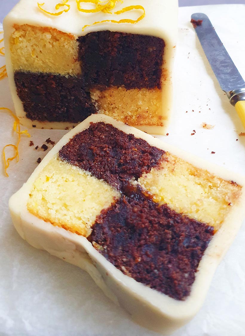 Vegan Chocolate Orange Battenberg Cake