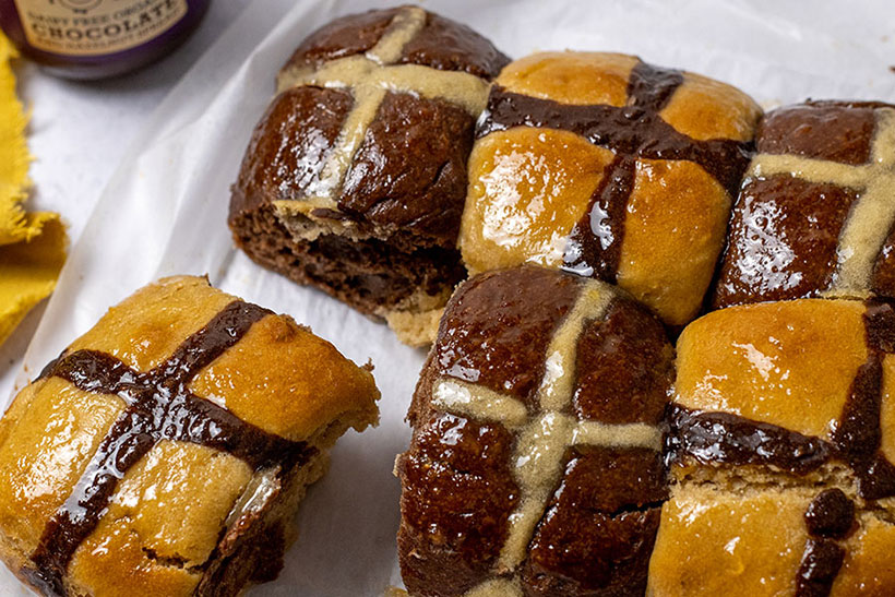 Vegan Chocolate Orange Hot Cross Buns