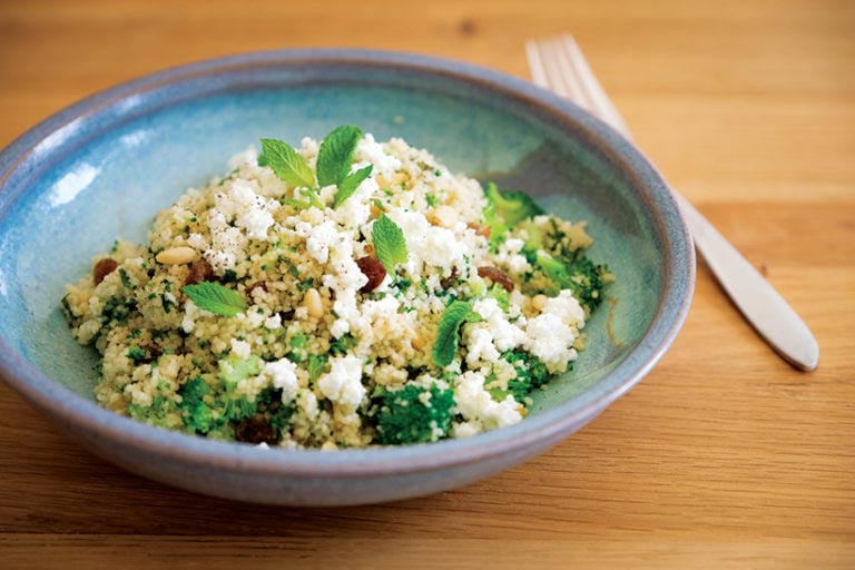 Cous cous salad with mint leaves is a fresh and flavoursome lunch that is great for meal prep too. 