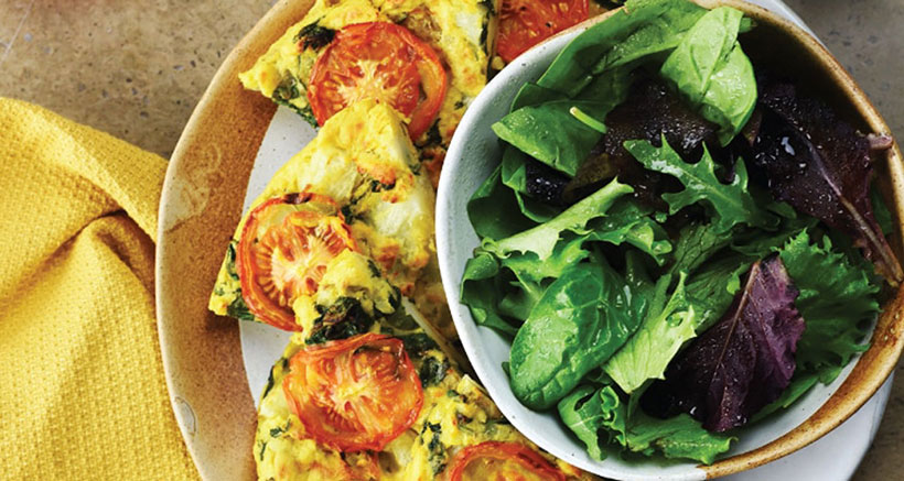 Vegan Frittata with Potato, Spinach & Tomato 