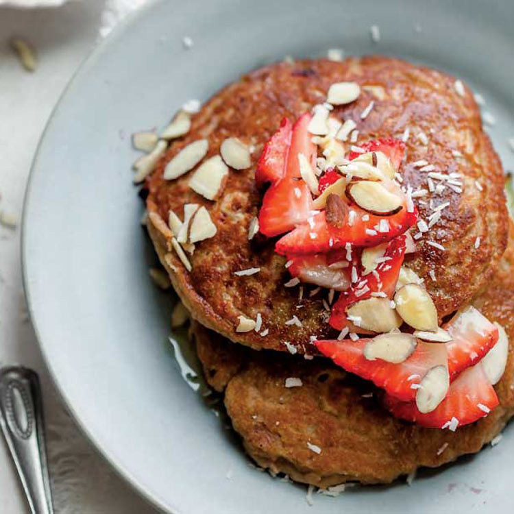 Vegan breakfast ideas - Gluten-Free Banana & Strawberry Pancakes