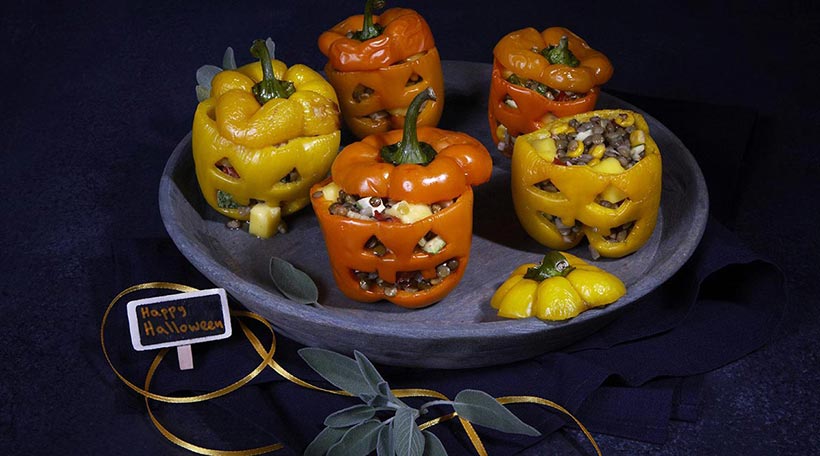 Vegan Halloween Stuffed Peppers