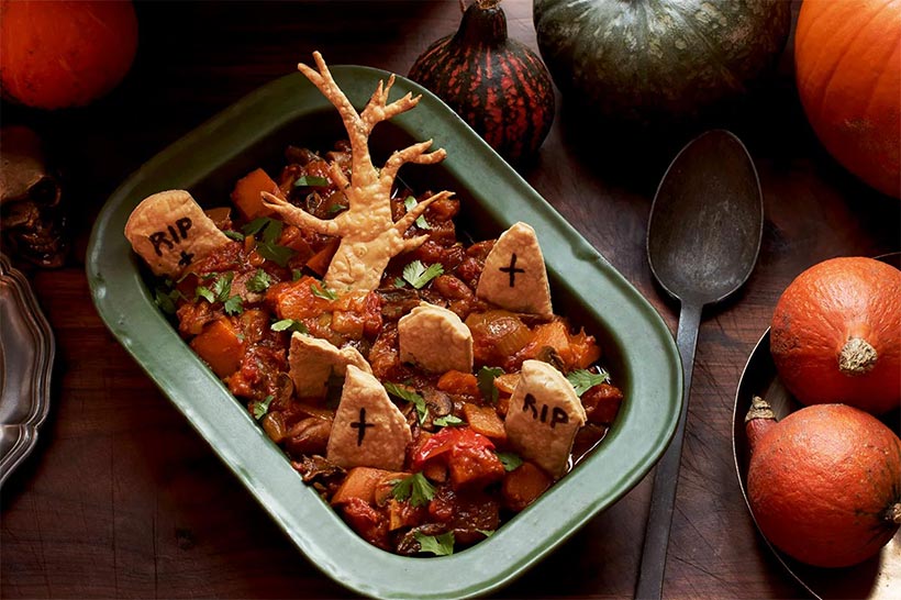 Vegan Halloween Tagine with Pumpkins & Mushrooms