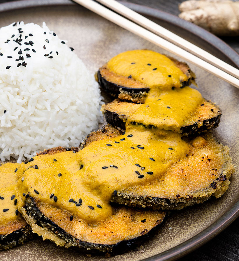 Vegan Katsu Curry with Crispy Aubergine