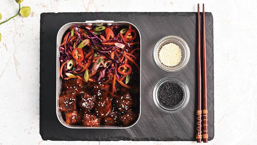 Vegan Korean BBQ Tempeh with Asian Slaw 