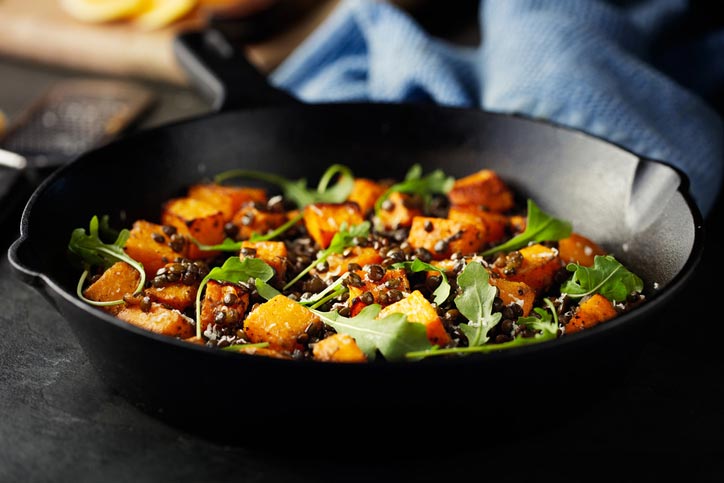 This wholesome and hearty lentil salad tastes delicious the next day too. 