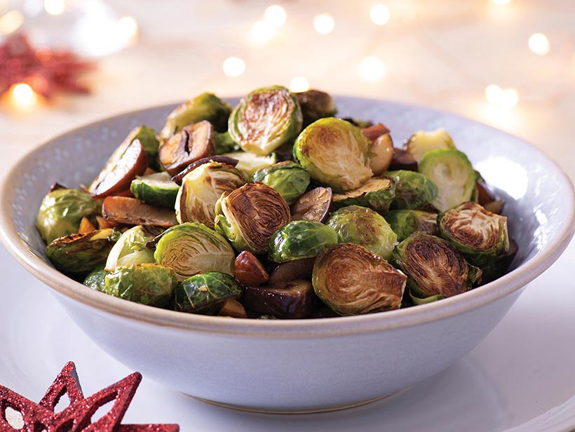 Maple Roasted Brussels Sprouts and Chestnuts - vegan Christmas recipes