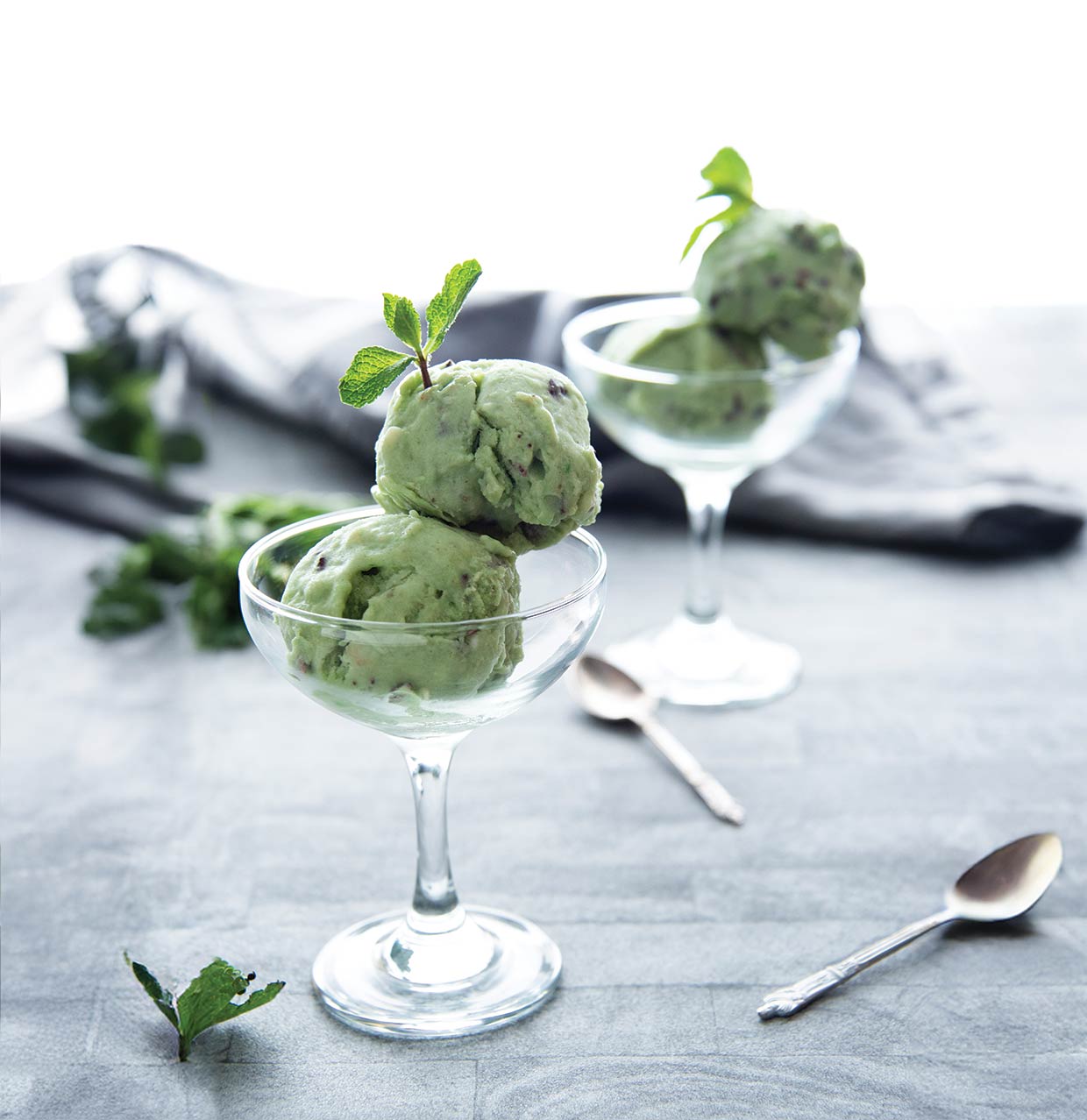 Vegan Mint Matcha Ice Cream with Cacao Nibs