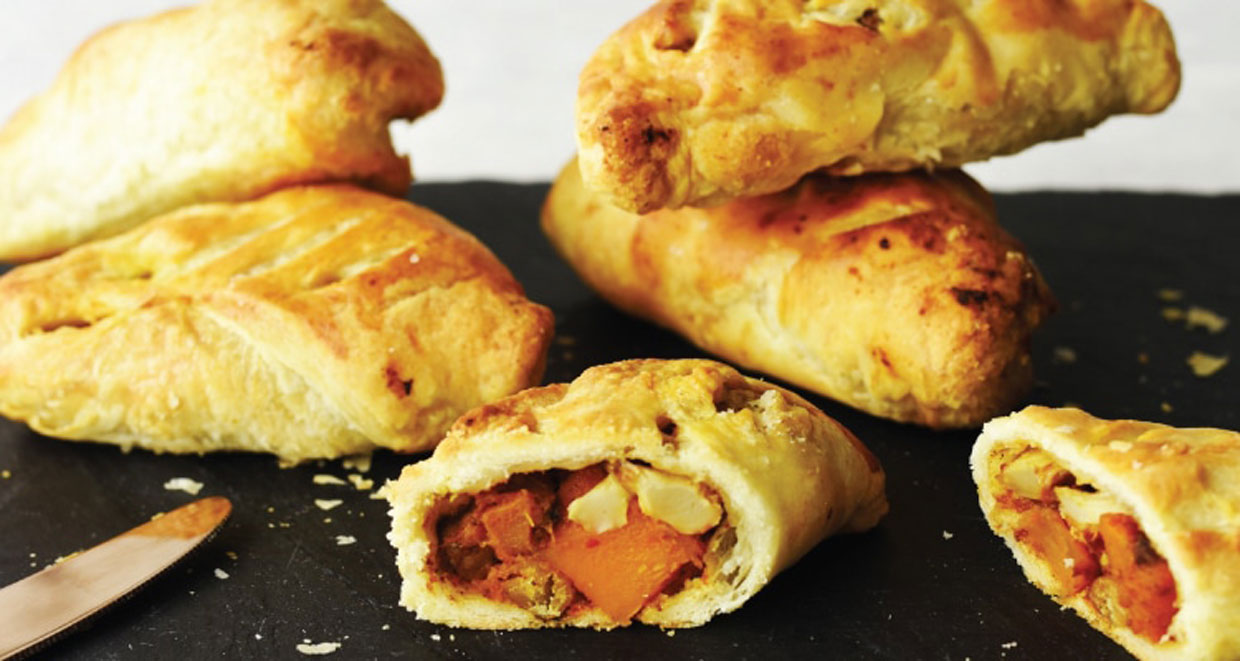 Vegan Moroccan Spiced Butternut Squash, Chickpea & Cauliflower Pasties