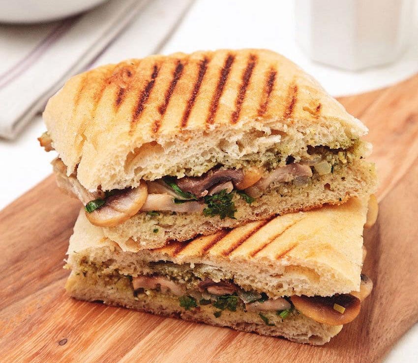 Vegan Mushroom & Pesto Panini - Vegan sandwich fillings ideas