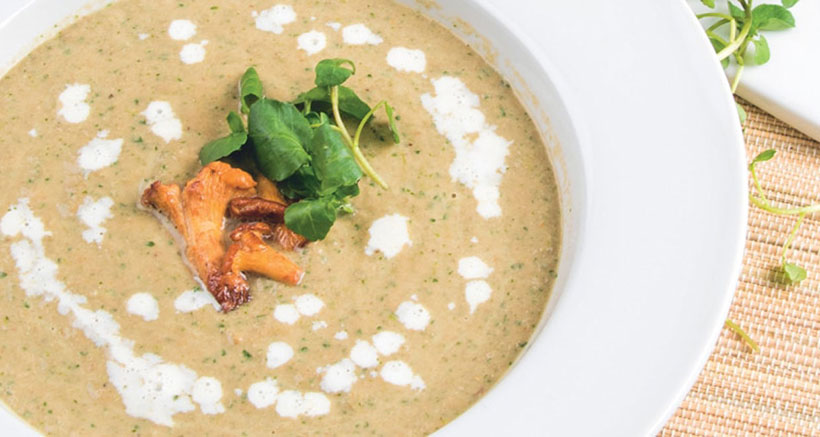 Creamy Vegan Wild Mushroom and Watercress Soup - healthy vegan lunch recipes idea 