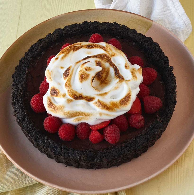 No-Bake Chocolate Tart with Vegan Meringue