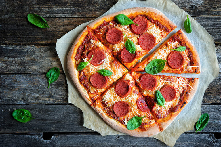 Meat-style vegan pizza toppings are growing in popularity and availability. Photo © Roman Rodionov via Adobe Stock