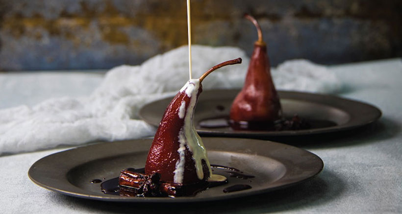 Vegan poached pears