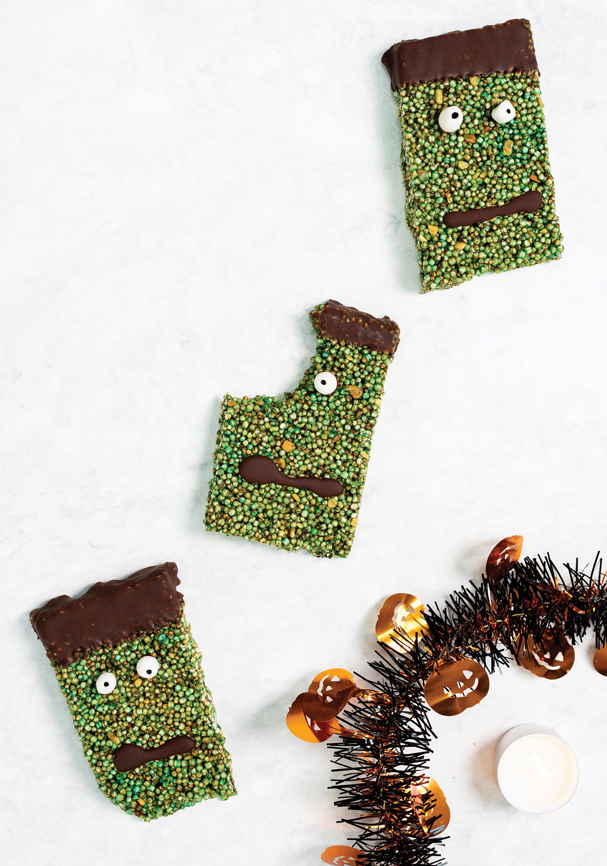 Frankenstein Krispie Treats with Quinoa