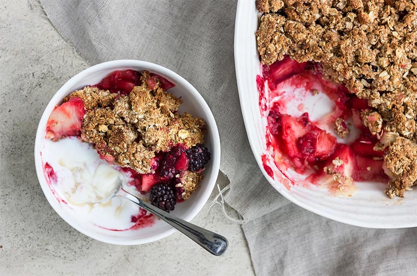 Raspberry, Blackberry & Apple Crumble