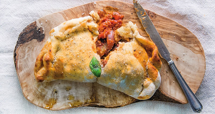 Vegan Roasted Vegetable Calzone with Olives 