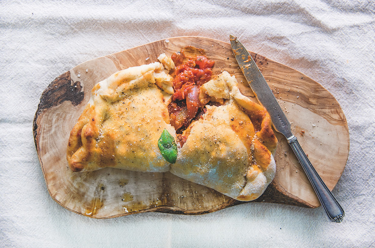 Vegan Roasted Vegetable Calzone with Olives