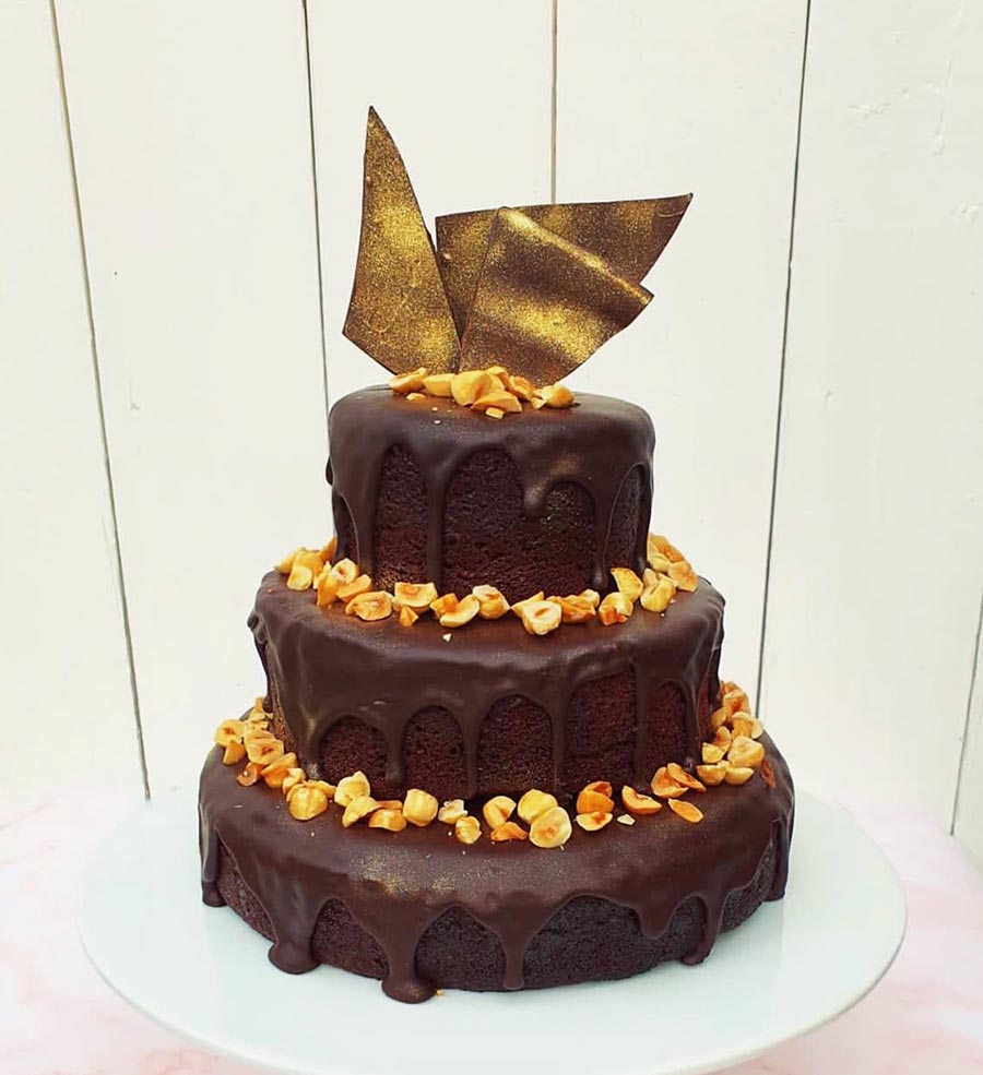 Three Tier Chocolate and Hazelnut Cake