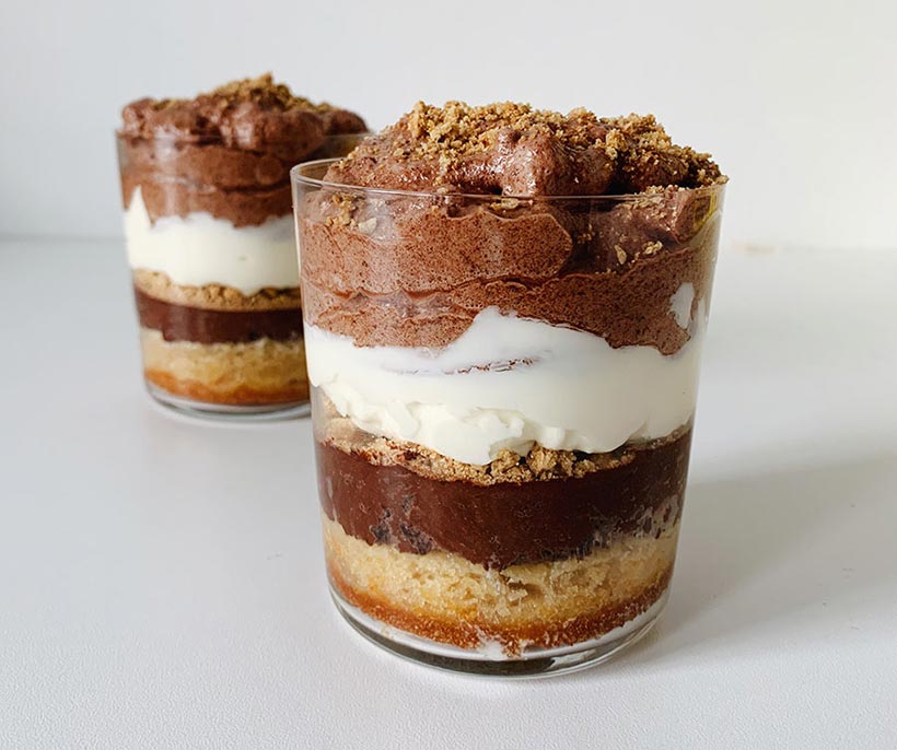 Two glasses of vegan tiramisu