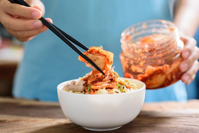 Kimchi makes a healthy and flavourful addition to a variety of dishes. Photo © Nungning20 via Getty Images